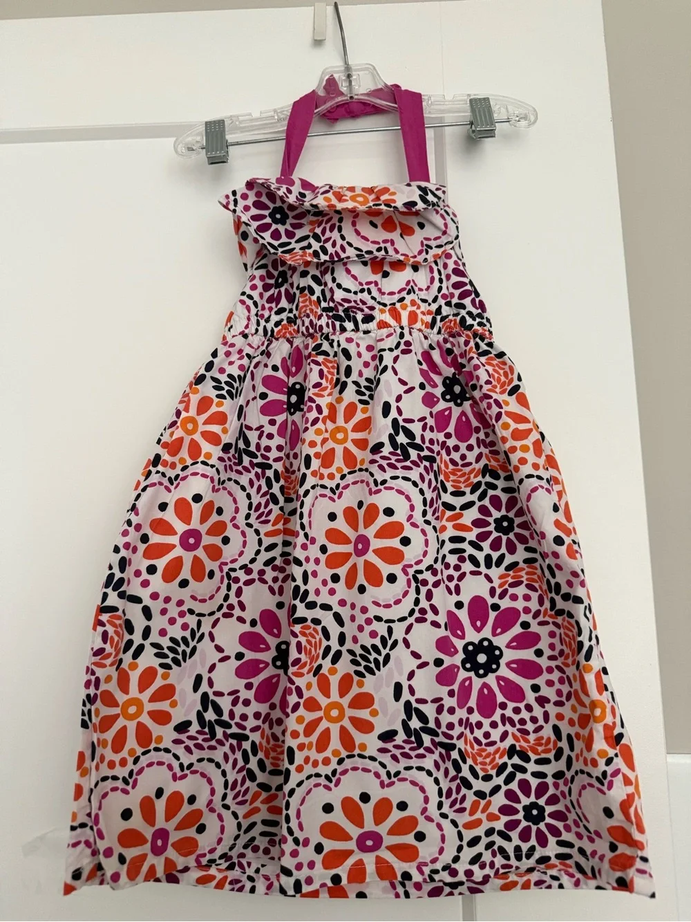 Gymboree Pink, Orange and Black Floral Halter Dress